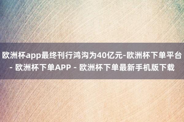 欧洲杯app最终刊行鸿沟为40亿元-欧洲杯下单平台- 欧洲杯下单APP - 欧洲杯下单最新手机版下载