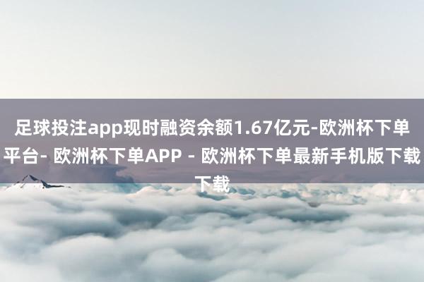 足球投注app现时融资余额1.67亿元-欧洲杯下单平台- 欧洲杯下单APP - 欧洲杯下单最新手机版下载