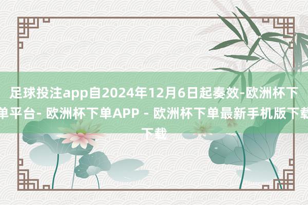 足球投注app自2024年12月6日起奏效-欧洲杯下单平台- 欧洲杯下单APP - 欧洲杯下单最新手机版下载