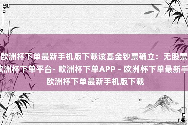 欧洲杯下单最新手机版下载该基金钞票确立：无股票类钞票-欧洲杯下单平台- 欧洲杯下单APP - 欧洲杯下单最新手机版下载